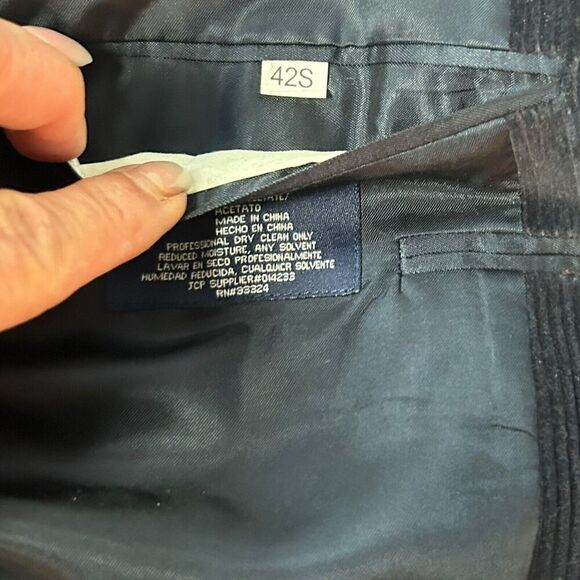 Stafford 42S Classic Fit CORDUROY w/ Elbow Patches Sport Coat Blazer  Blue Mens - Picture 12 of 16